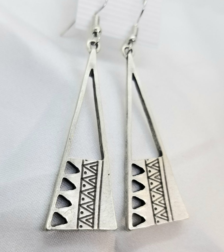 Silver earrings, Geometric triangle pierced, hypoallergenic - Kpughdesigns