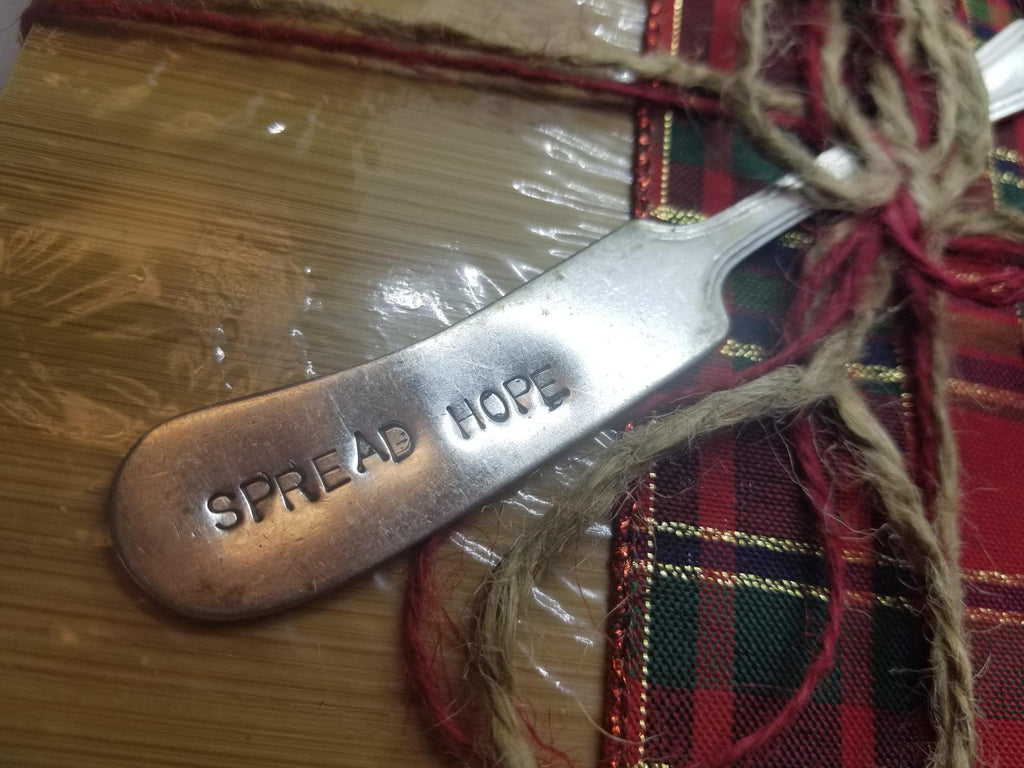 Cutting board with handstamped spreader - Kpughdesigns