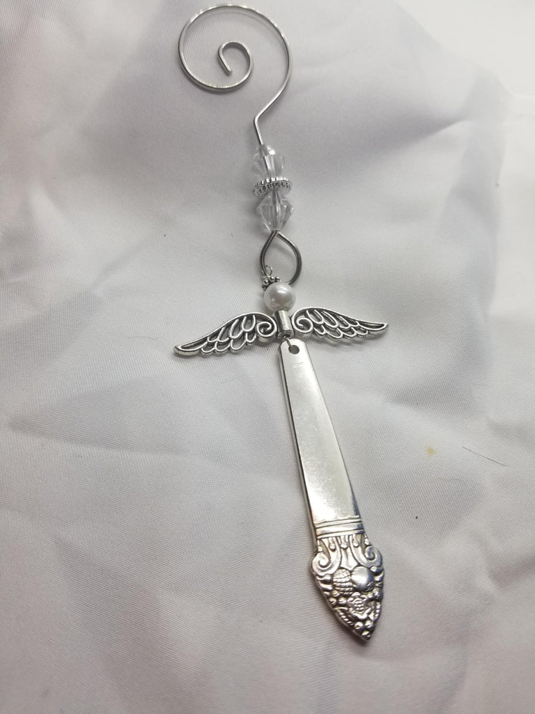 Silverware angel,  icicle, tree ornament, suncatcher - Kpughdesigns