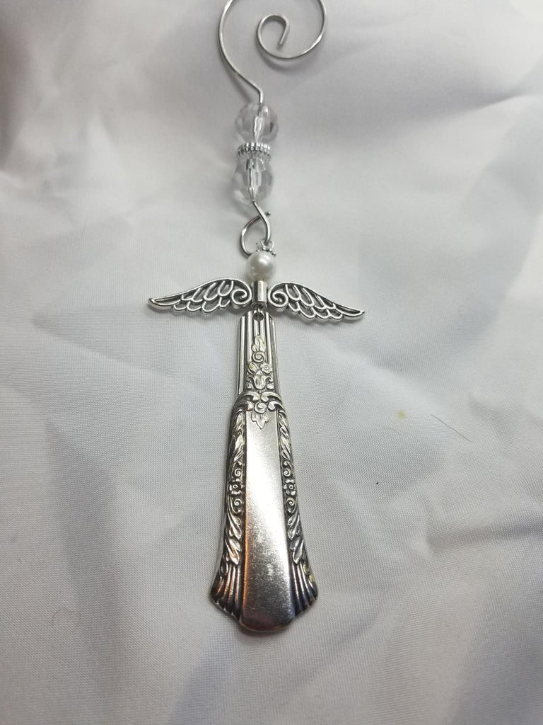 Silverware angel,  icicle, tree ornament, suncatcher - Kpughdesigns