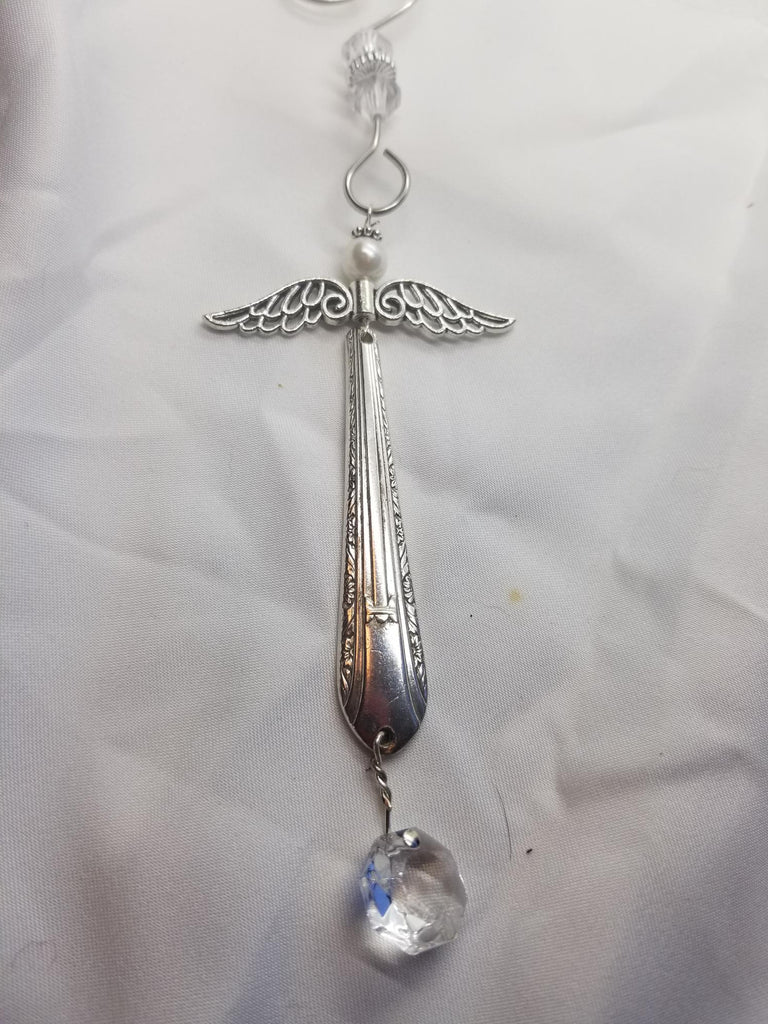 Silverware angel,  icicle, tree ornament, suncatcher - Kpughdesigns