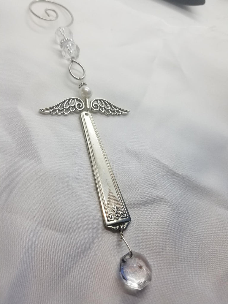 Silverware angel,  icicle, tree ornament, suncatcher - Kpughdesigns