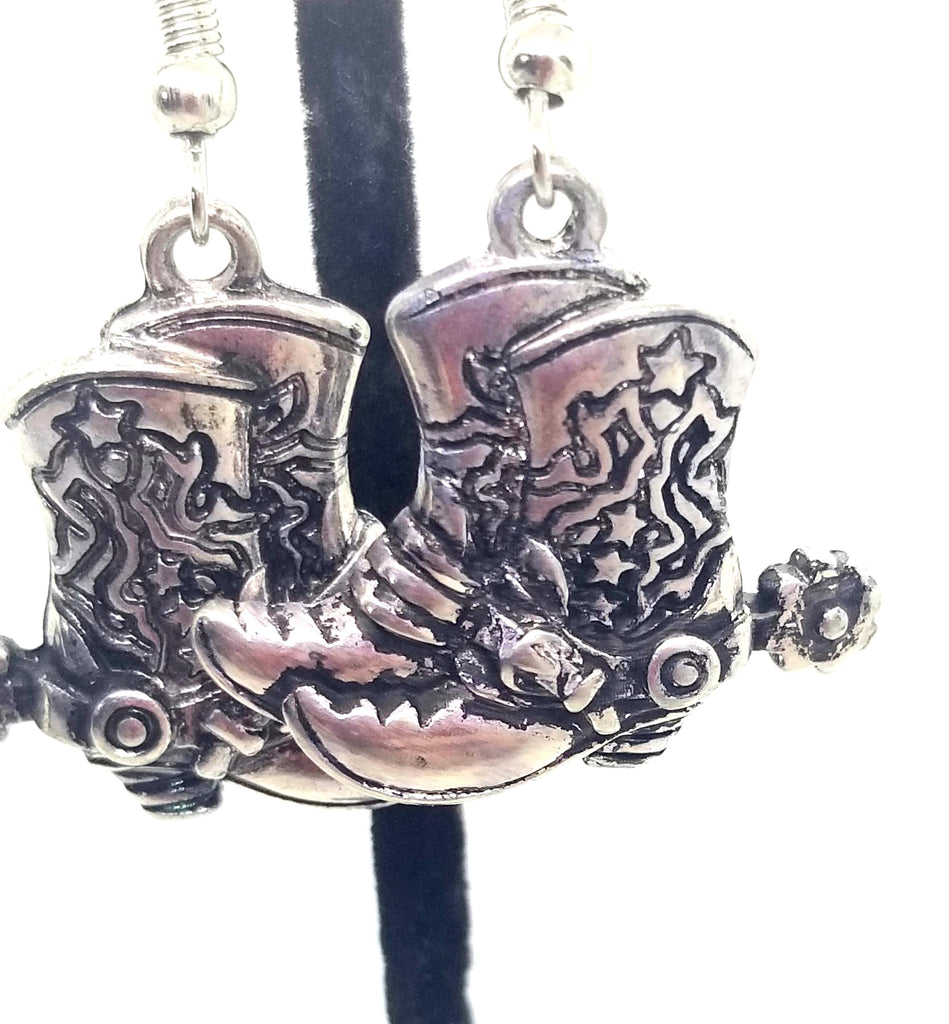 Cowboy boot earrings, pierced hypoallergenic - Kpughdesigns