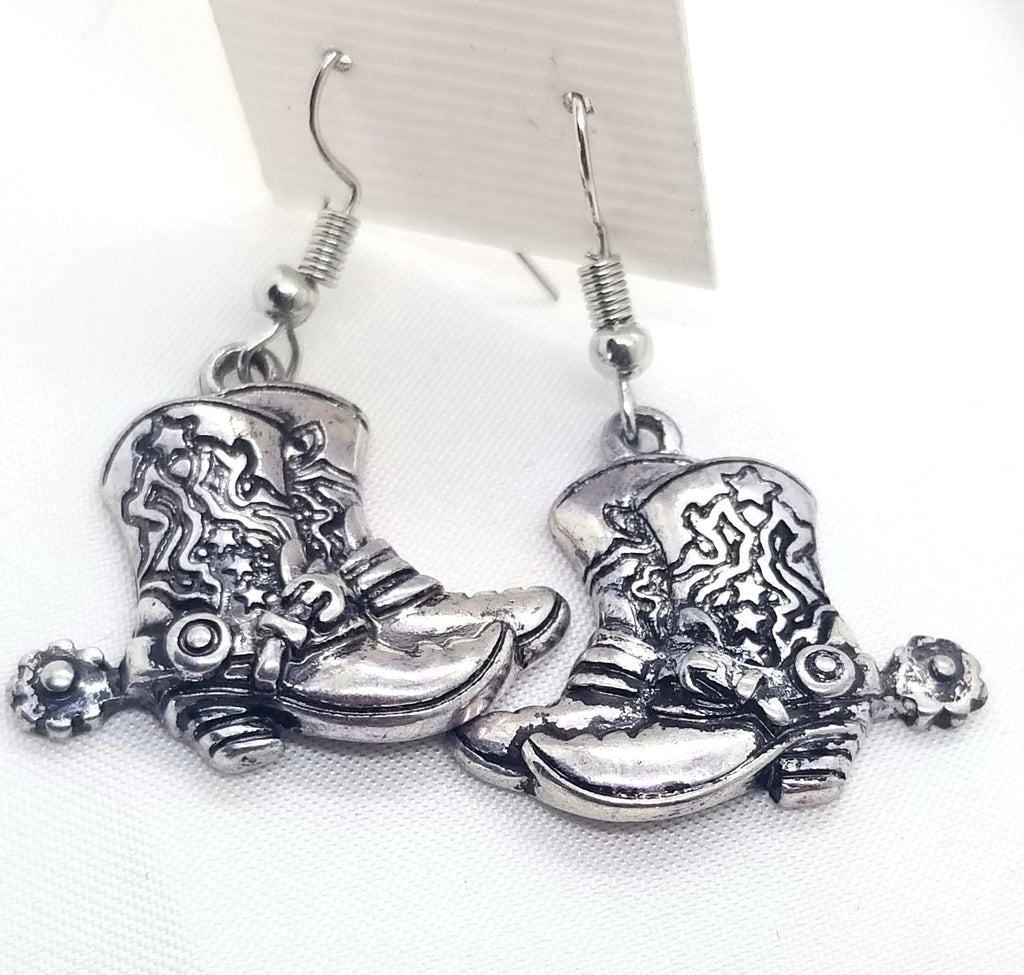Cowboy boot earrings, pierced hypoallergenic - Kpughdesigns