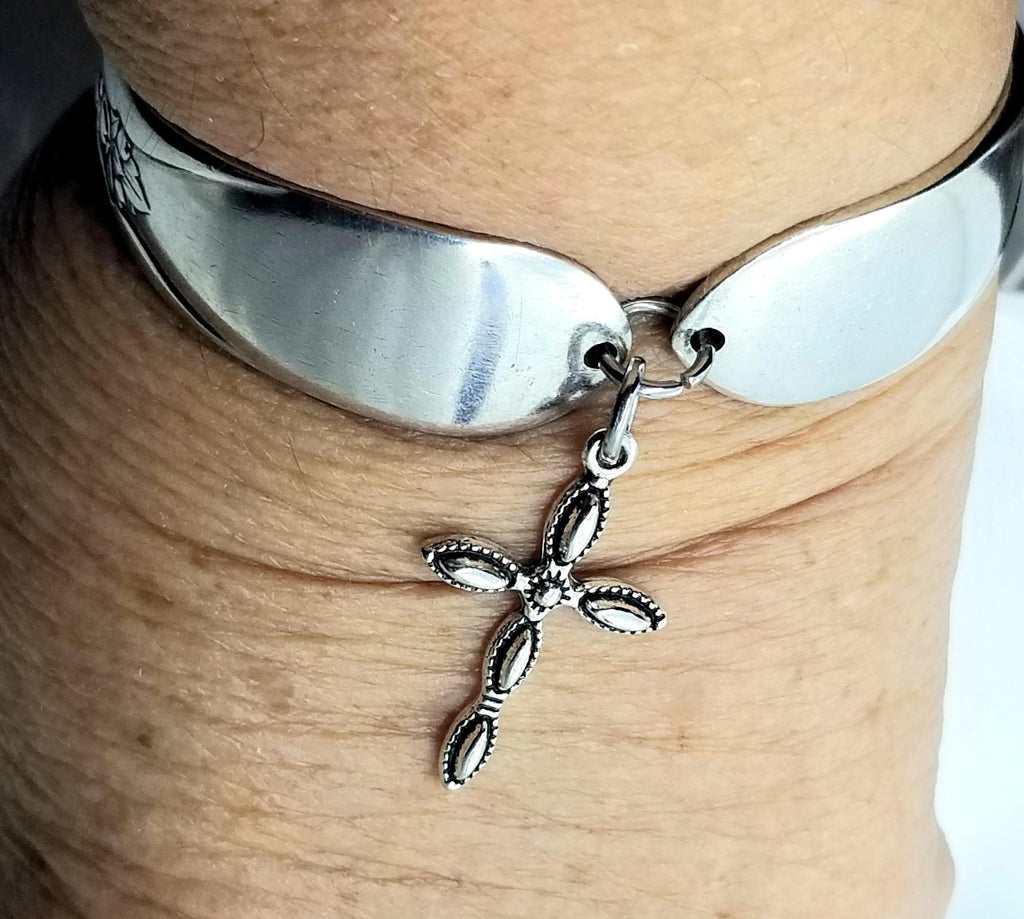 Spoon bracelet, cross charm - Kpughdesigns