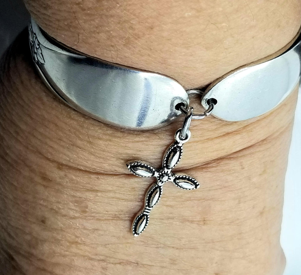 Spoon bracelet, cross charm - Kpughdesigns