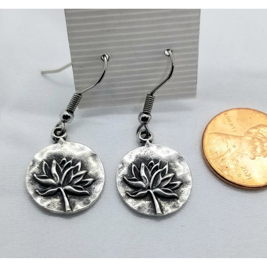 Pierced earrings, Lotus flower, dangle - Kpughdesigns