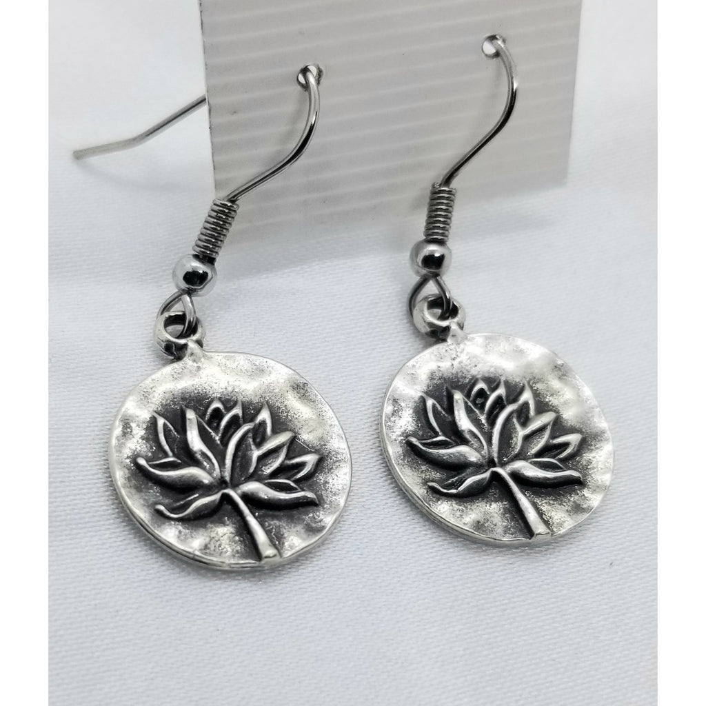 Pierced earrings, Lotus flower, dangle - Kpughdesigns