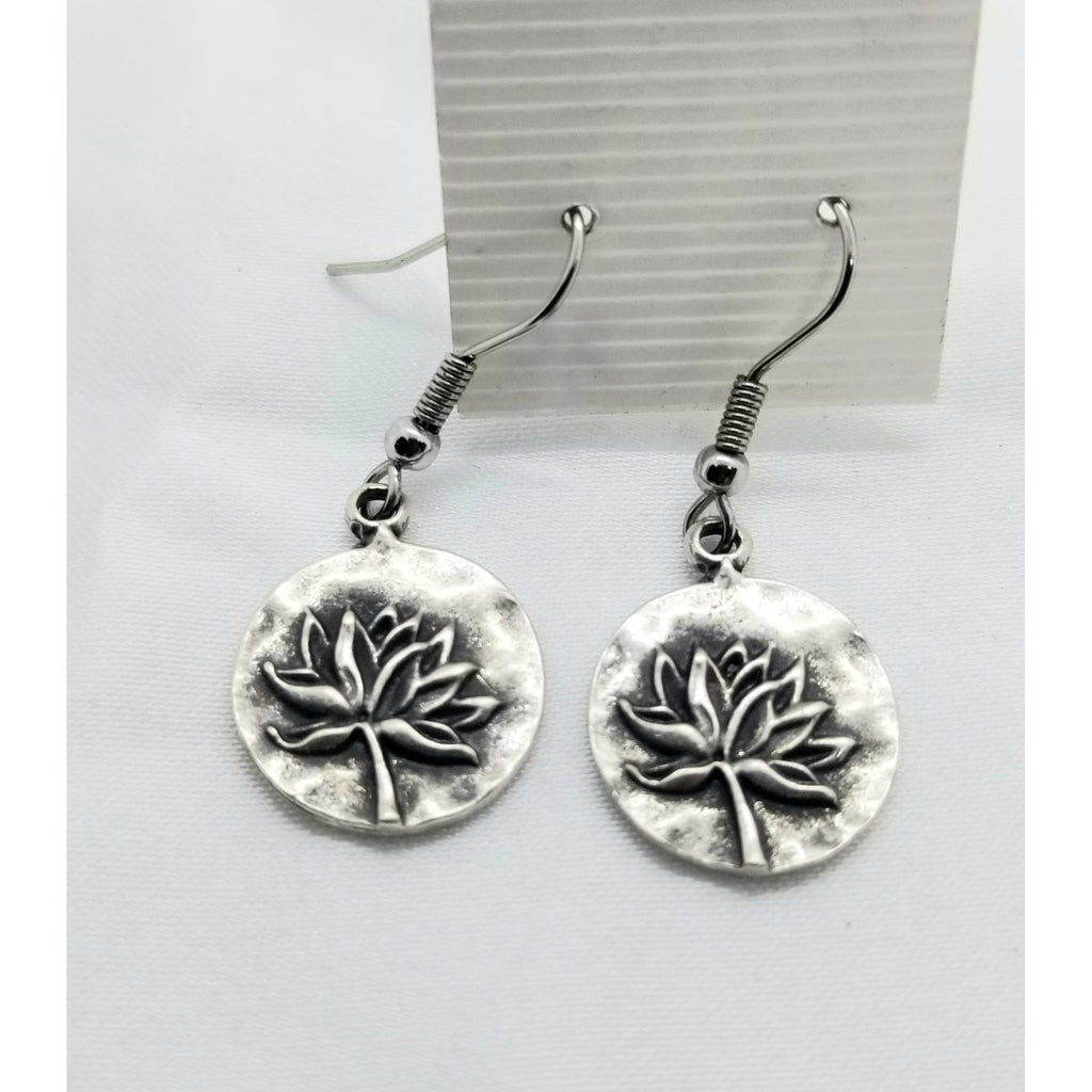 Pierced earrings, Lotus flower, dangle - Kpughdesigns