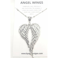Angel wing necklace,  silver wings, pendant, birthstone, 24 inch chain - Kpughdesigns