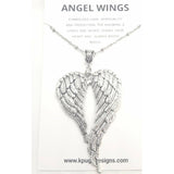 Angel wing necklace,  silver wings, pendant, birthstone, 24 inch chain - Kpughdesigns