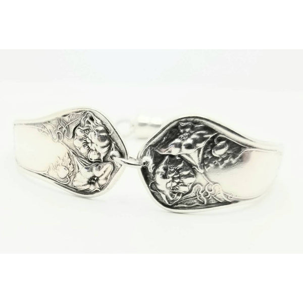 Bracelet, silver floral poppy, upcycled vintage spoon - Kpughdesigns