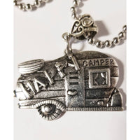 Camper necklace, happy camper, camping, retro vintage camper jewelry, glamper style - Kpughdesigns