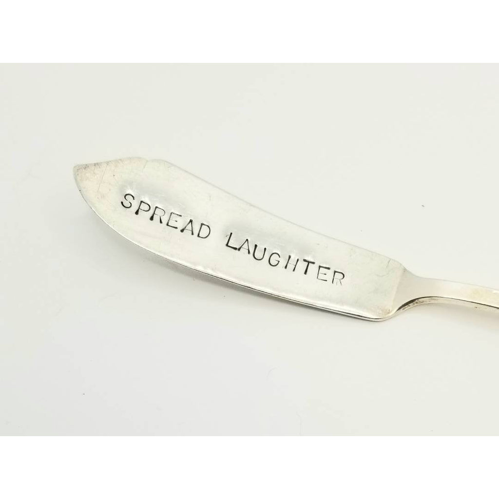 Cheese spreader, hand stamped, upcycled knife, vintage silverware - Kpughdesigns