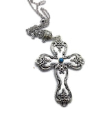 Cross necklace, turquoise, magnolia design, - Kpughdesigns