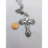 Cross necklace, turquoise, magnolia design, - Kpughdesigns