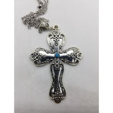 Cross necklace, turquoise, magnolia design, - Kpughdesigns