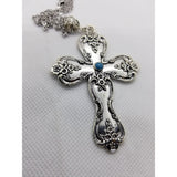 Cross necklace, turquoise, magnolia design, - Kpughdesigns