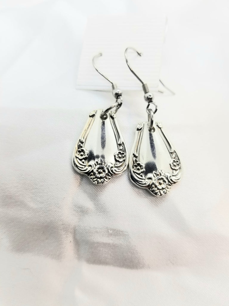 Daybreak vintage silverware earrings, pierced, upcycled spoons - Kpughdesigns