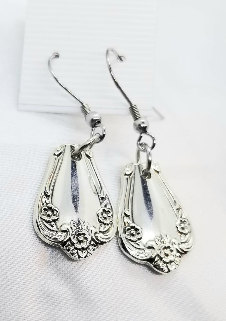 Daybreak vintage silverware earrings, pierced, upcycled spoons - Kpughdesigns