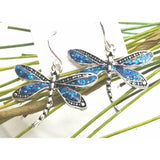 Dragonfly earrings, Blue crystals, dragonflies, sapphire blue, pierced earrings, dangle - Kpughdesigns