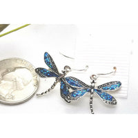 Dragonfly earrings, Blue crystals, dragonflies, sapphire blue, pierced earrings, dangle - Kpughdesigns