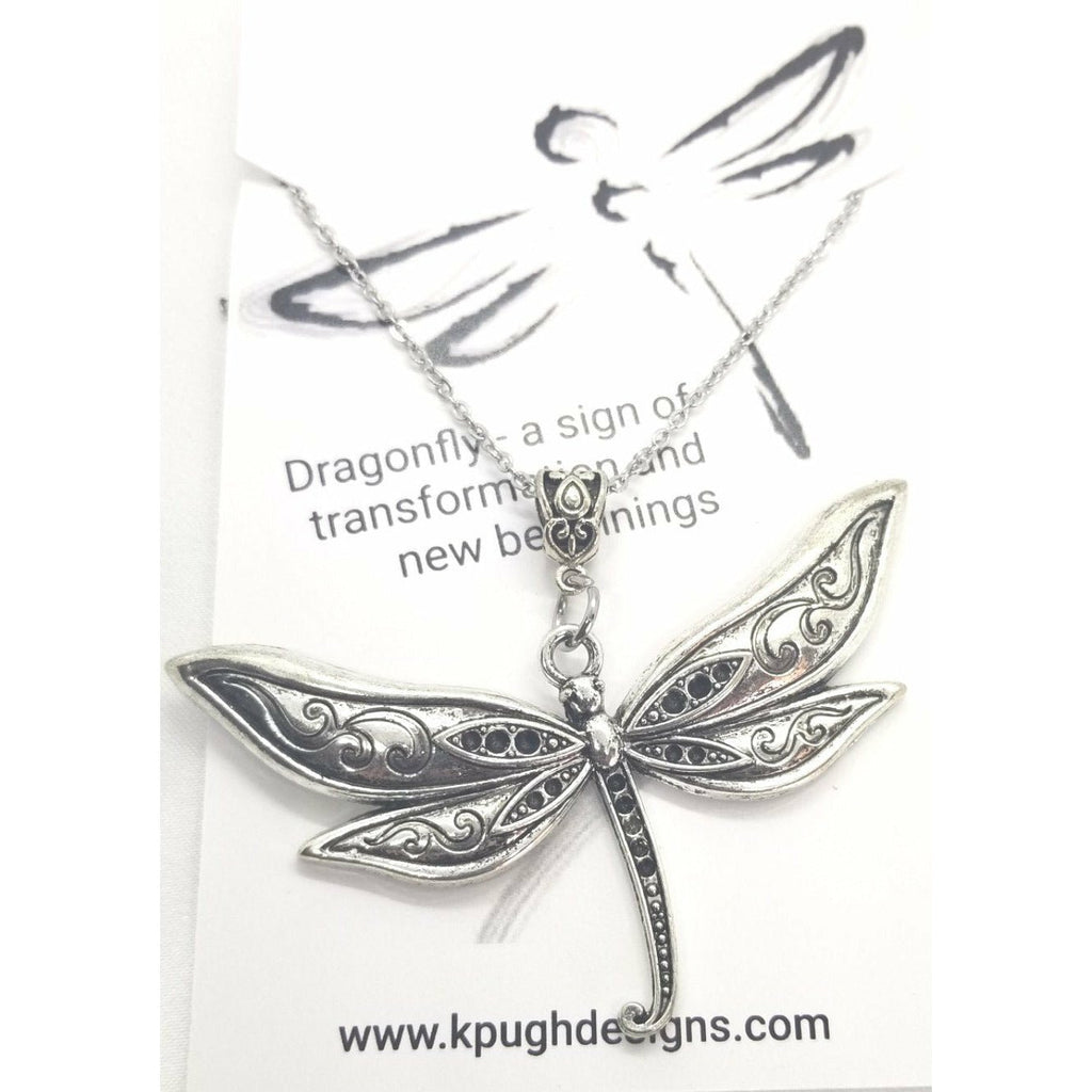 Dragonfly necklace, dragonflies, new beginnings, memory jewelry - Kpughdesigns