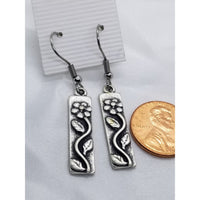 Earrings, flower bar,  vining flower, floral pierced - Kpughdesigns