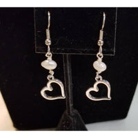 Earrings, love, heart earrings, pierced, heart, pearls, dangle - Kpughdesigns