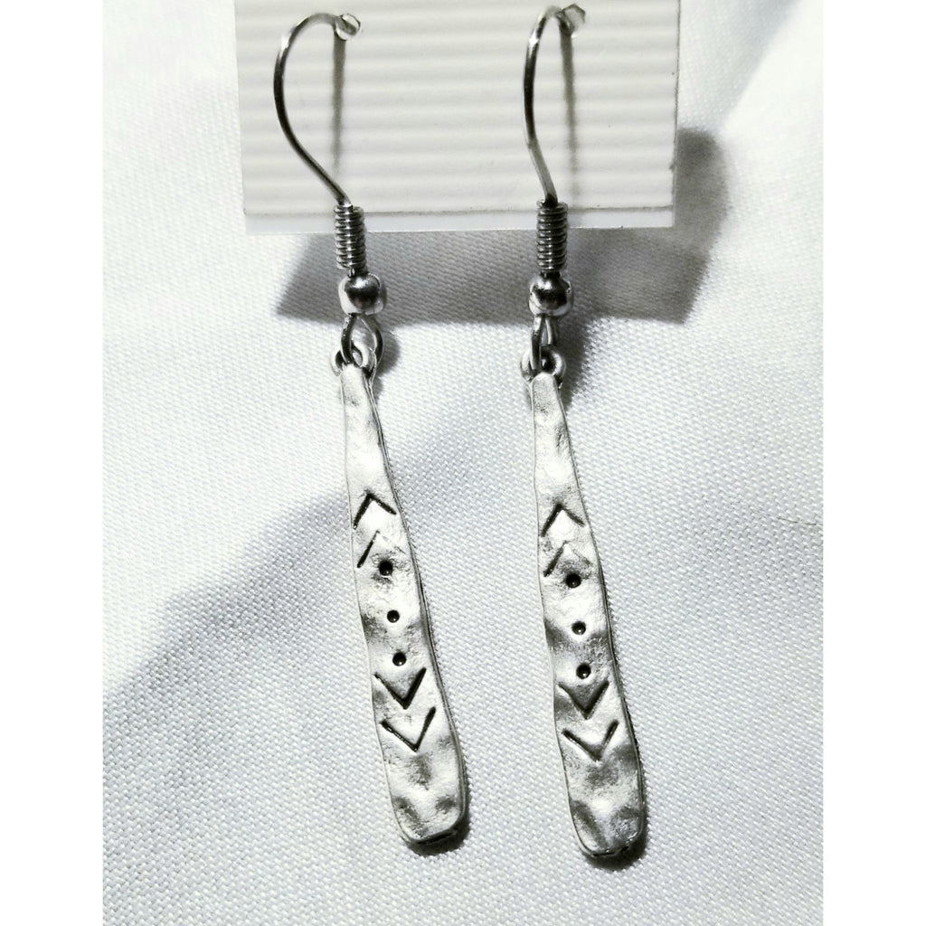 Pierced earrings, bar pierced, spike with dimensional markings - Kpughdesigns