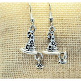 Earrings, pierced, witch hat with pumpkin,  halloween, seasonal - Kpughdesigns
