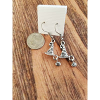 Earrings, pierced, witch hat with pumpkin,  halloween, seasonal - Kpughdesigns