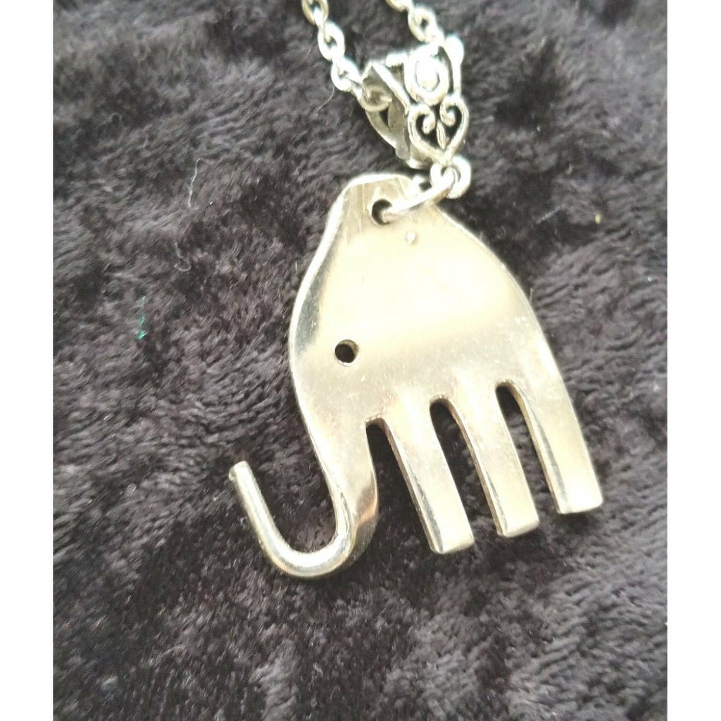 Elephant necklace, twisted forks, upcycled fork art, elephant, unisex - Kpughdesigns