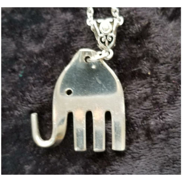 Elephant necklace, twisted forks, upcycled fork art, elephant, unisex - Kpughdesigns