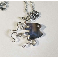 Fish necklace, nautical jewelry, fishy, squiggly fish,  twisted forks, fish gifts, unisex - Kpughdesigns