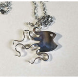 Fish necklace, nautical jewelry, fishy, squiggly fish,  twisted forks, fish gifts, unisex - Kpughdesigns