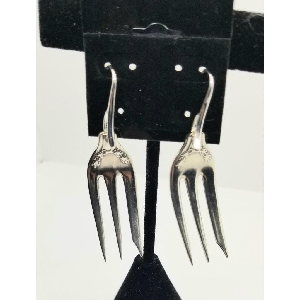 Fork earrings, pierced, dangle, hypoallergenic, oyster, pickle fork, food service - Kpughdesigns