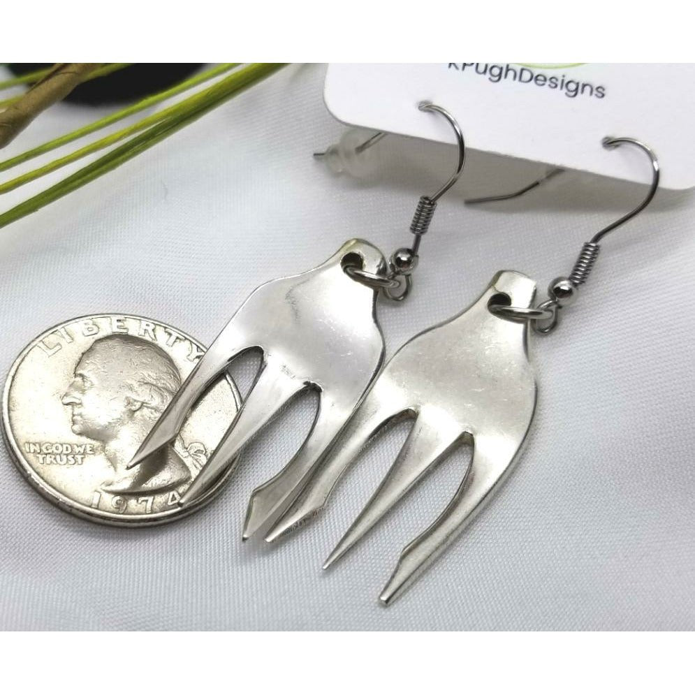 Fork earrings, small cocktail, pierced, hypoallergenic - Kpughdesigns