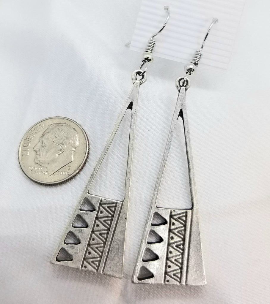 Silver earrings, Geometric triangle pierced, hypoallergenic - Kpughdesigns