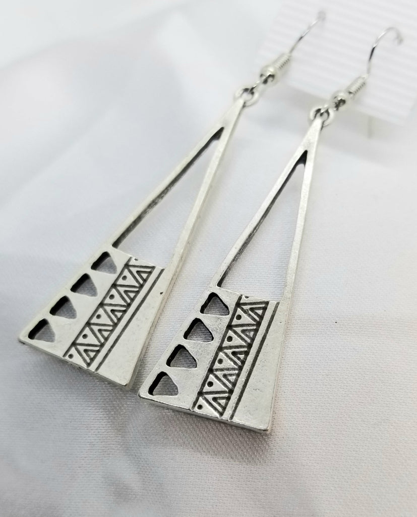 Silver earrings, Geometric triangle pierced, hypoallergenic - Kpughdesigns