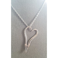 Hammered heart necklace, love jewelry, twisted fork heart, love, upcycled, chain - Kpughdesigns