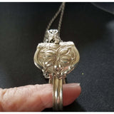 Heart necklace, floating heart,  love gift, silverware heart , Orange Blossum 1930s,  30 inch chain - Kpughdesigns
