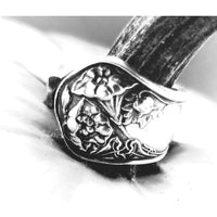 Lilly flower silver ring, spoon ring, thumb, floral - Kpughdesigns