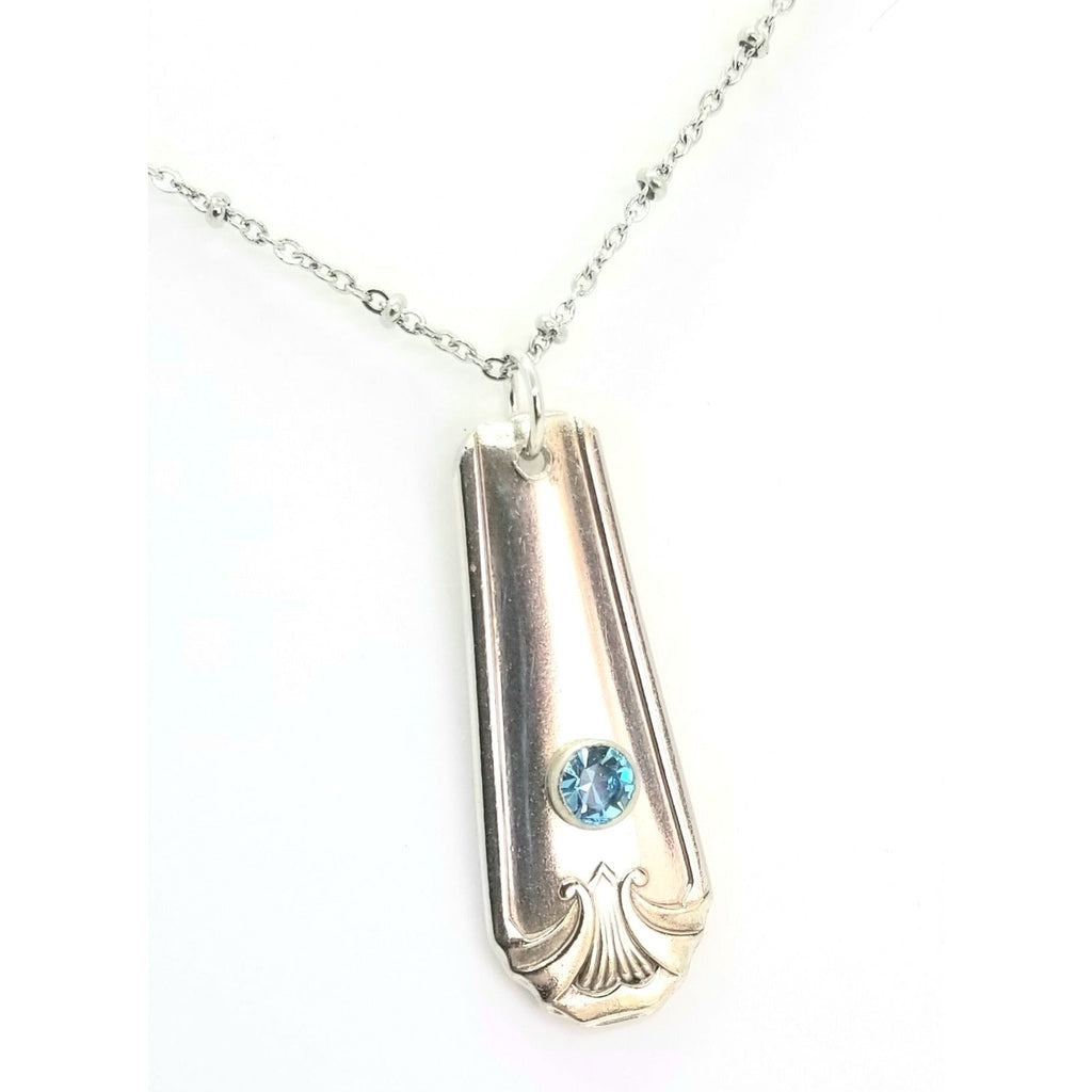 March birthstone necklace, aquamarine, blue, Christmas gift - Kpughdesigns