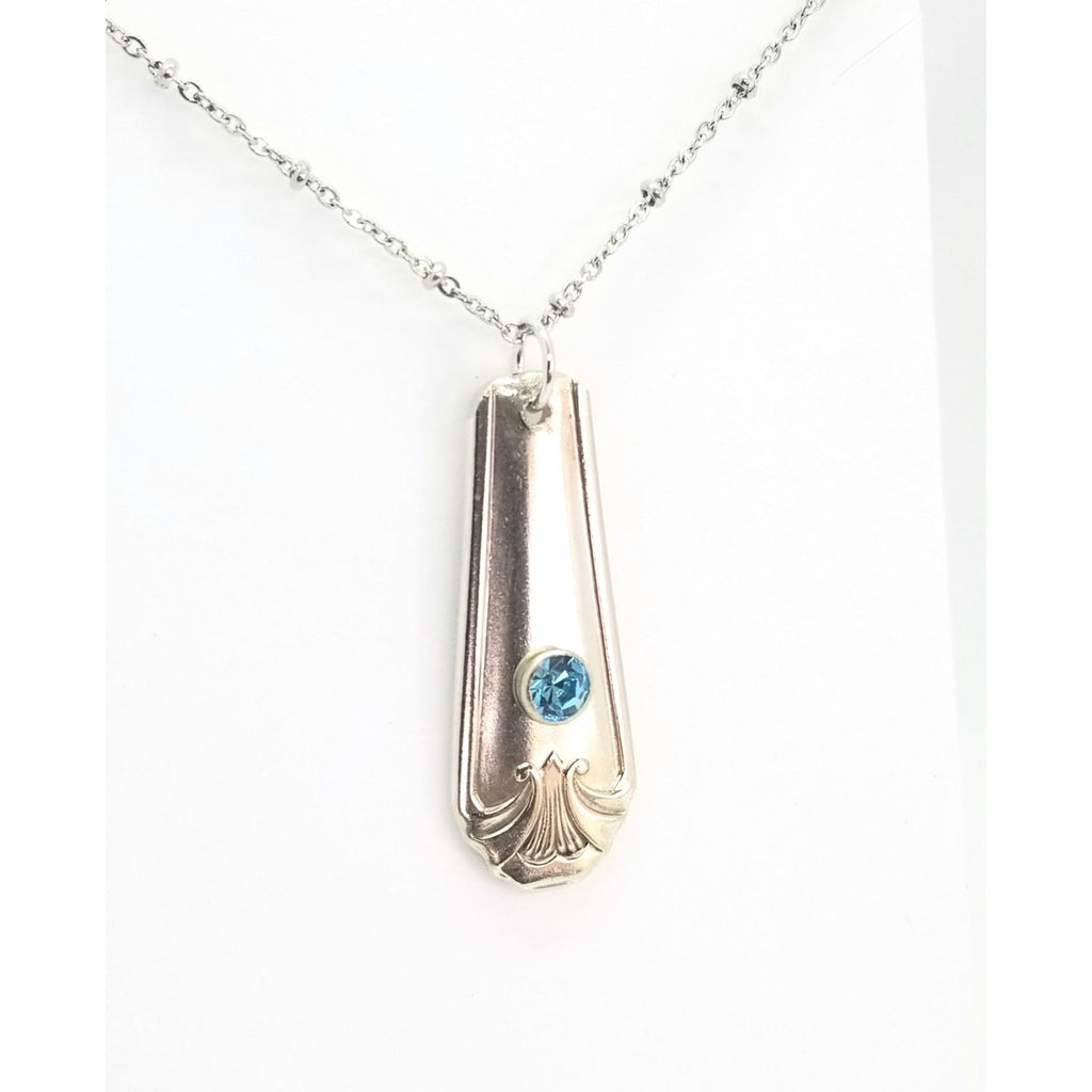 March birthstone necklace, aquamarine, blue, Christmas gift - Kpughdesigns