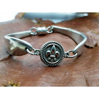 NOLA Fleur de lis bracelet, spoon jewelry, cuff, medium, Louisiana bracelet, Mardi Gras - Kpughdesigns