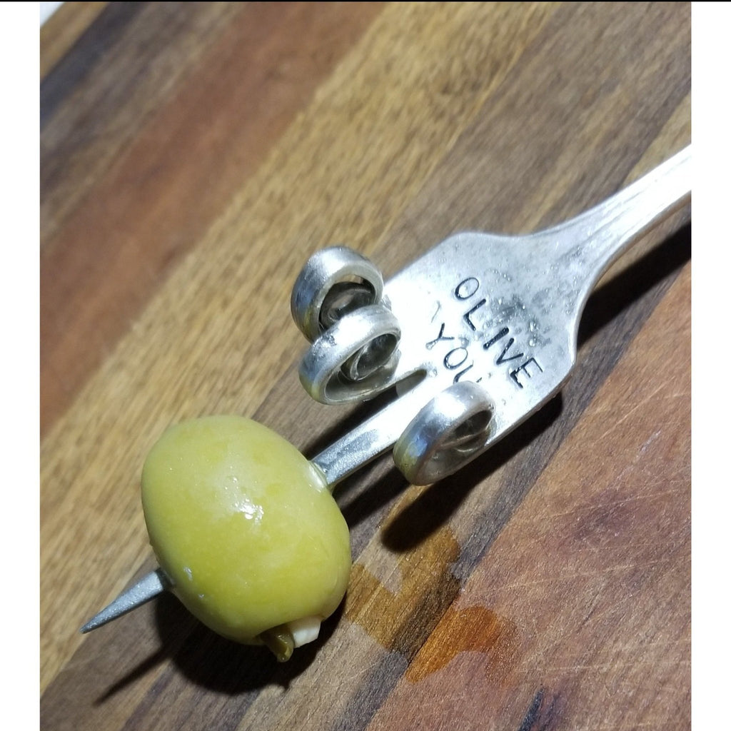 Olive fork, stamped olive you, cocktail pick, serving, charcuterie - Kpughdesigns