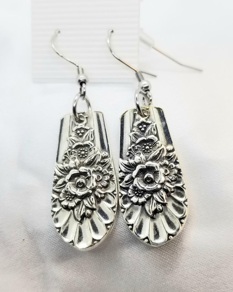 Silverware pierced earrings, vintage Jubilee, upcycled spoons, hypoallergenic - Kpughdesigns