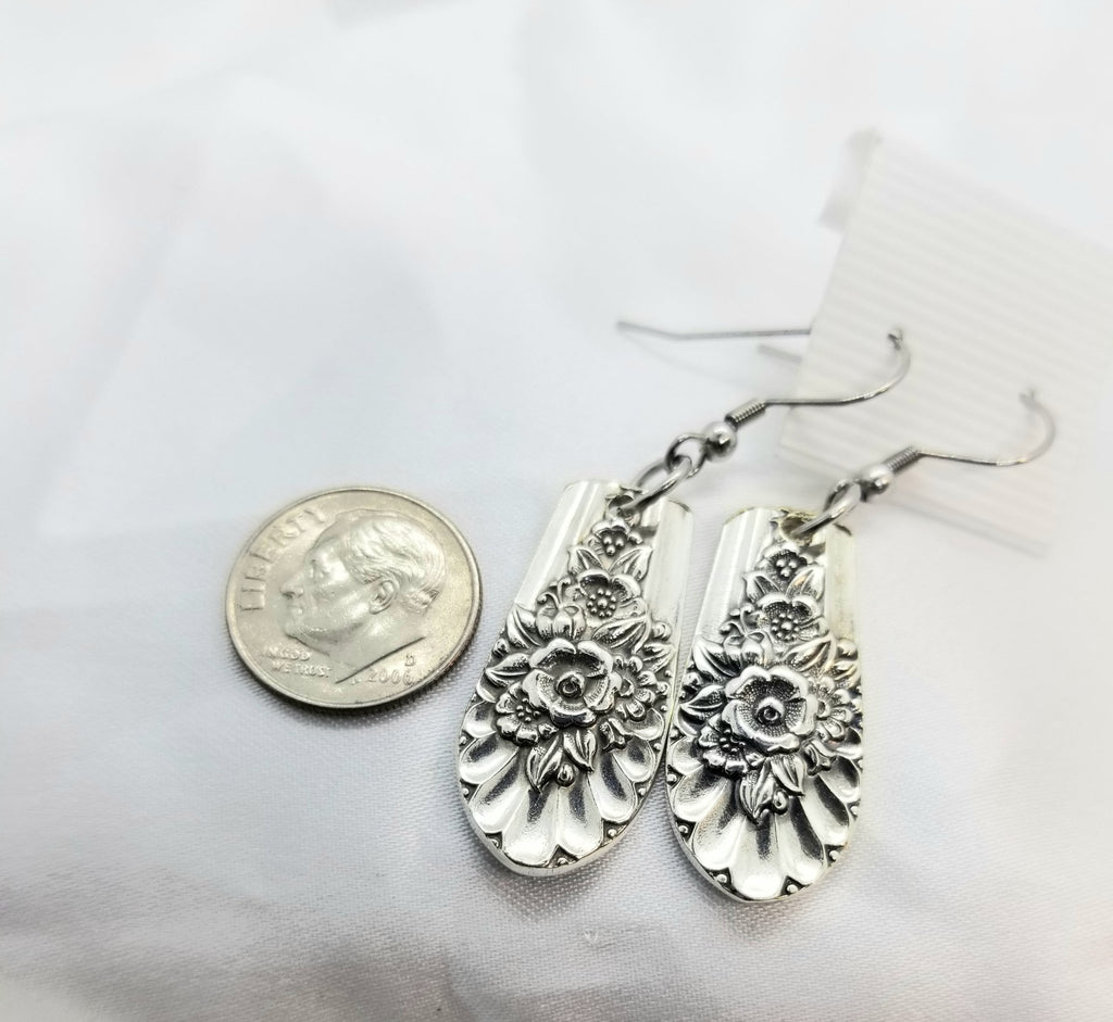 Silverware pierced earrings, vintage Jubilee, upcycled spoons, hypoallergenic - Kpughdesigns