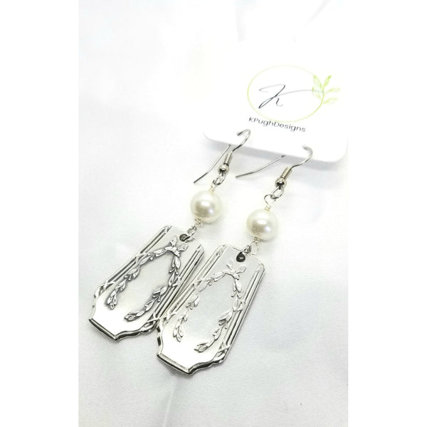 Pierced Earrings, pearls, silver, vintage spoons - Kpughdesigns